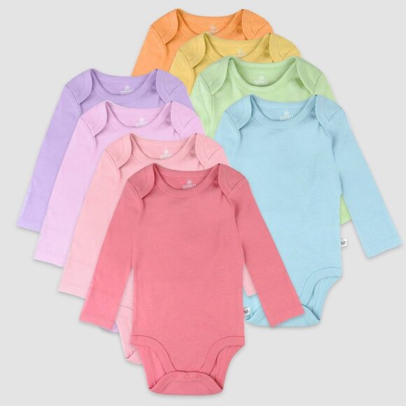 Honest Baby Girl 8 Pack Rainbow Long Sleeve Bodysuits 6-9M - Picture 1 of 5